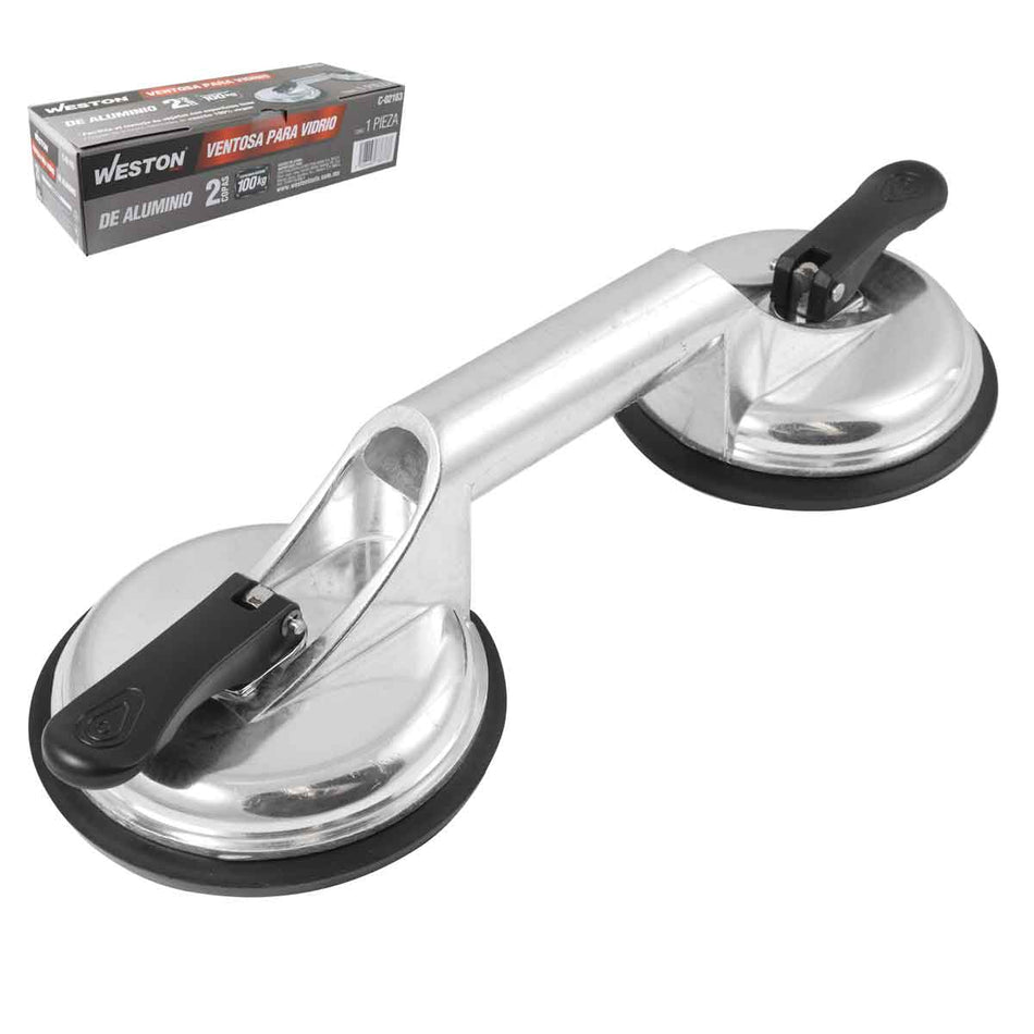 VENTOSA P/VIDRIO D/ALUMINIO 2 COPAS CAP.