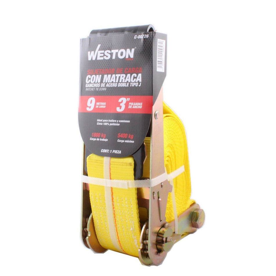 SUJETADORES CON MATRACA 3" X 9M, WESTON