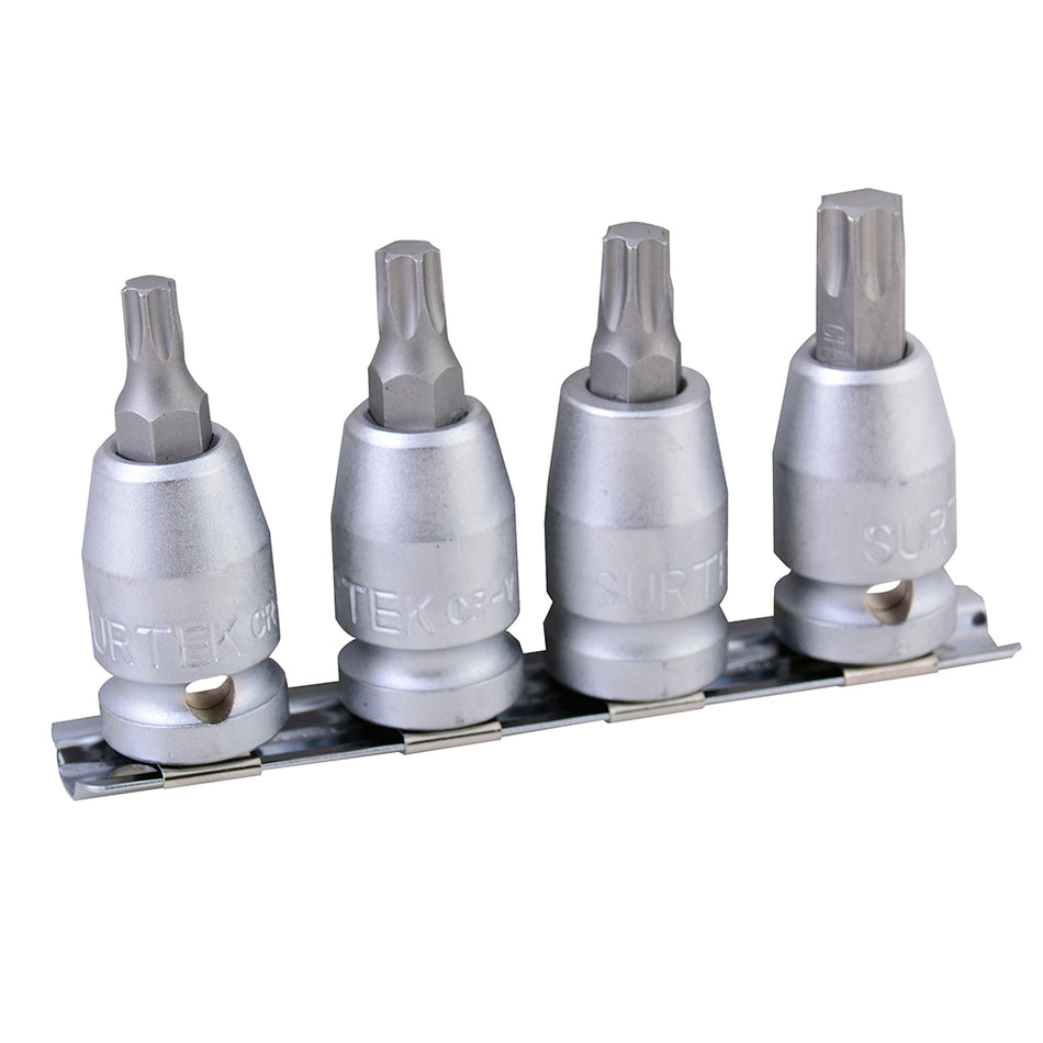 Juego de dados con punta torx cuadro de 1/2", 4 piezas Surtek F5800T