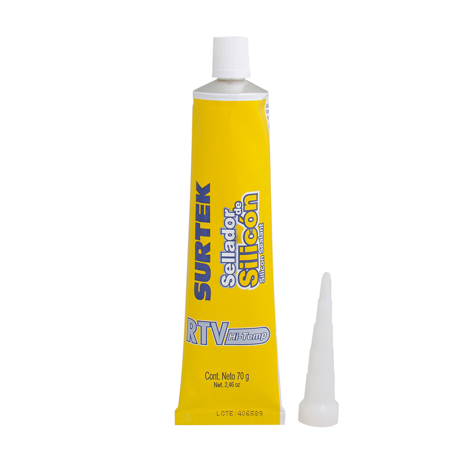 Silicón para alta temperatura, color aluminio en tubo, 70 gr Surtek 113457