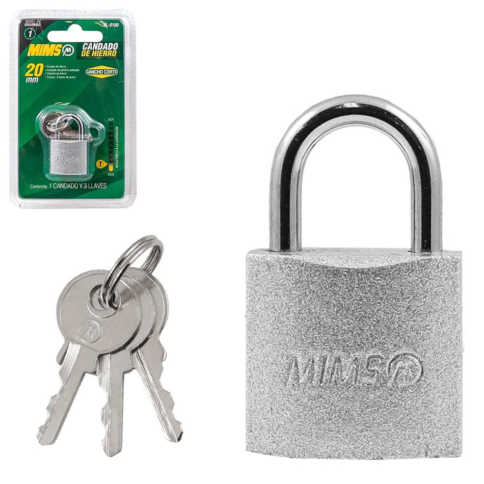 CANDADO DE HIERRO 20MM C/3 LLAVES (CAJA