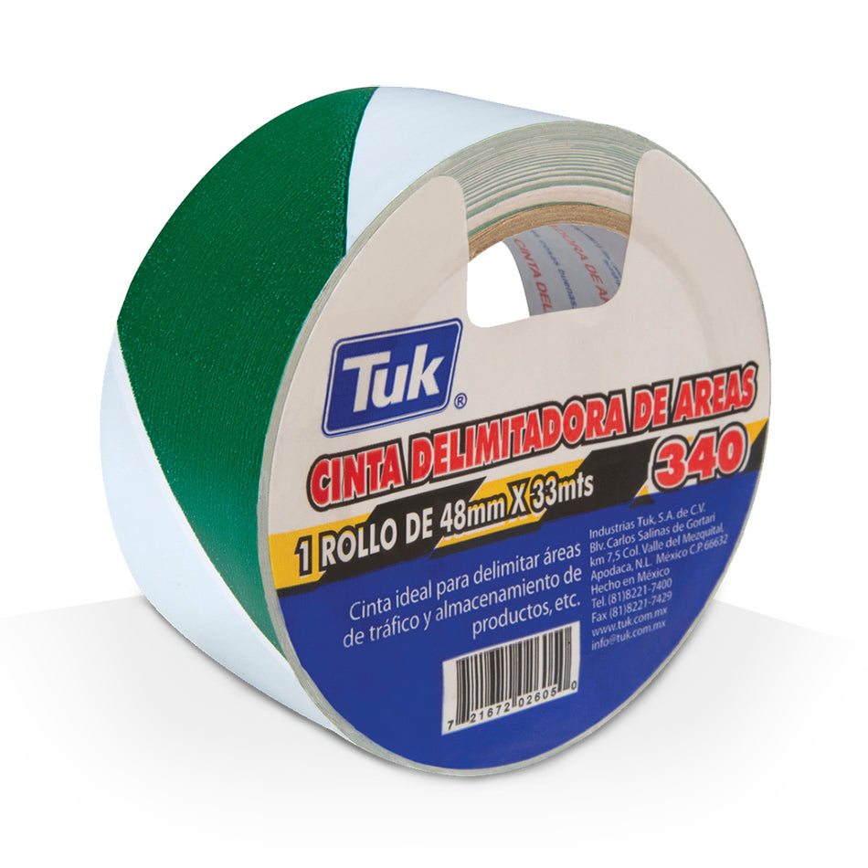 CINTA DELIMITADORA VERDE/BLANCO 48mm X 3 TUK 434045