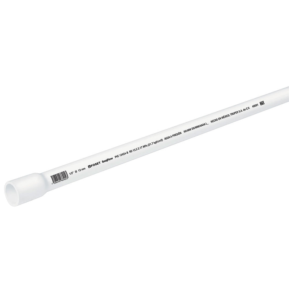 Tubo de 3 m de PVC de 1/2' hidráulico RD