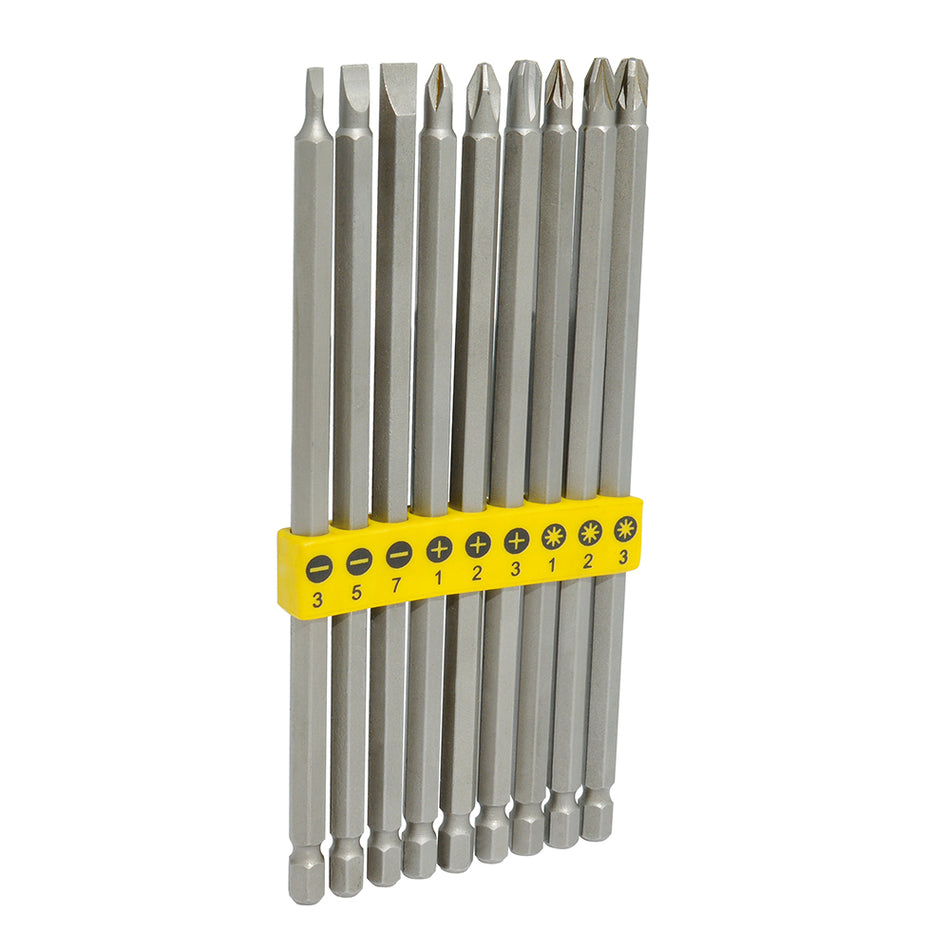 Juego combinado de puntas extra largas hexágono de 1/4", 9 piezas en blíster Surtek PFCL9