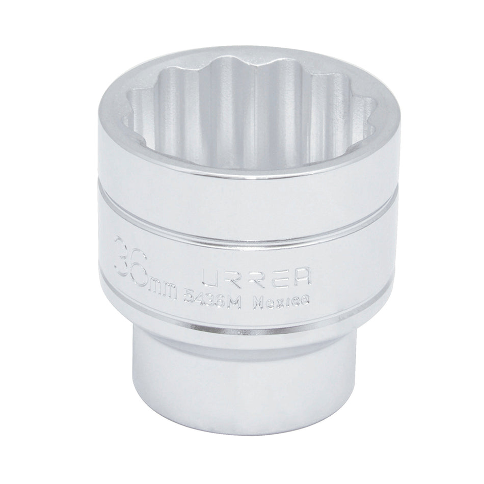 Dado cuadro de 1/2", 12 puntas, métrico, 36 mm Urrea 5436M