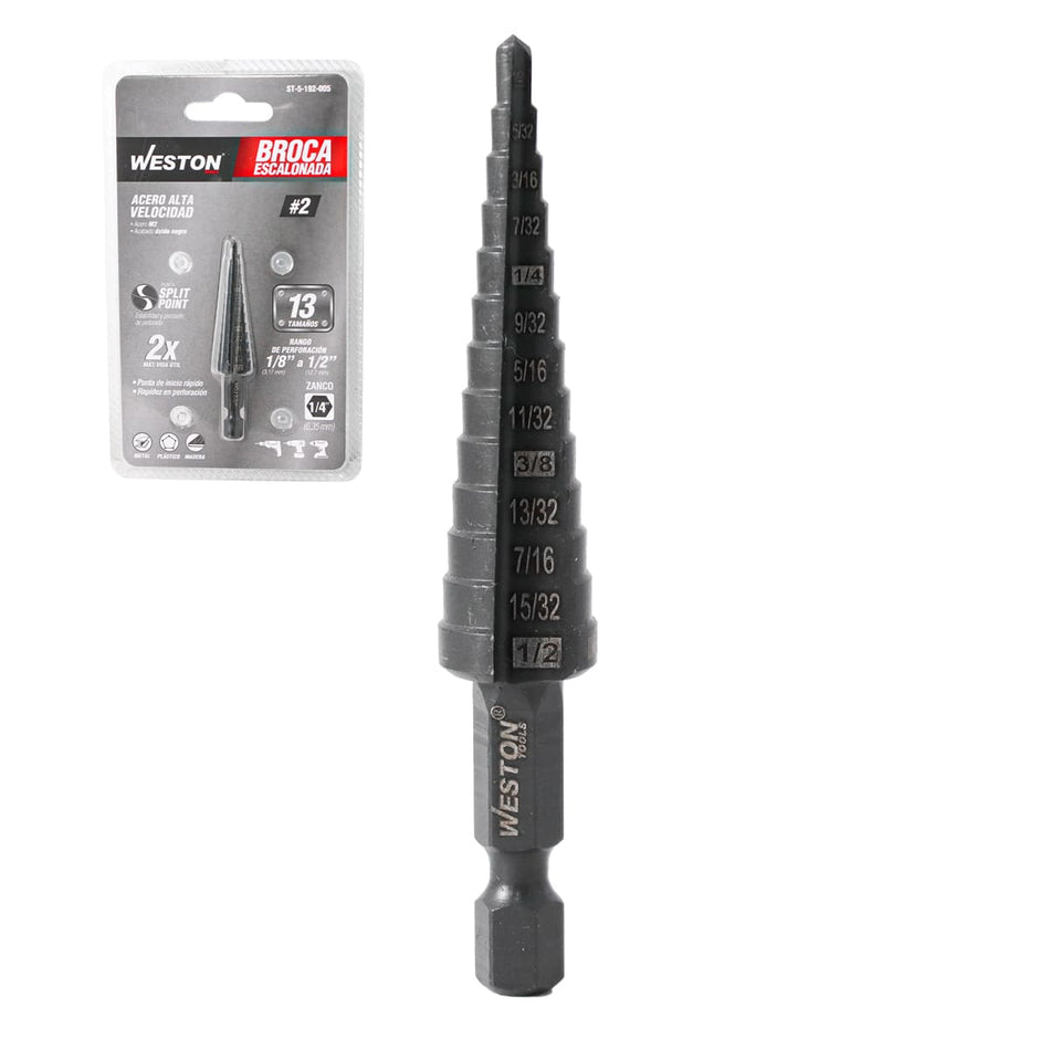BROCA ESCALONADA M2 #2 1/8 - 1/2, WESTON