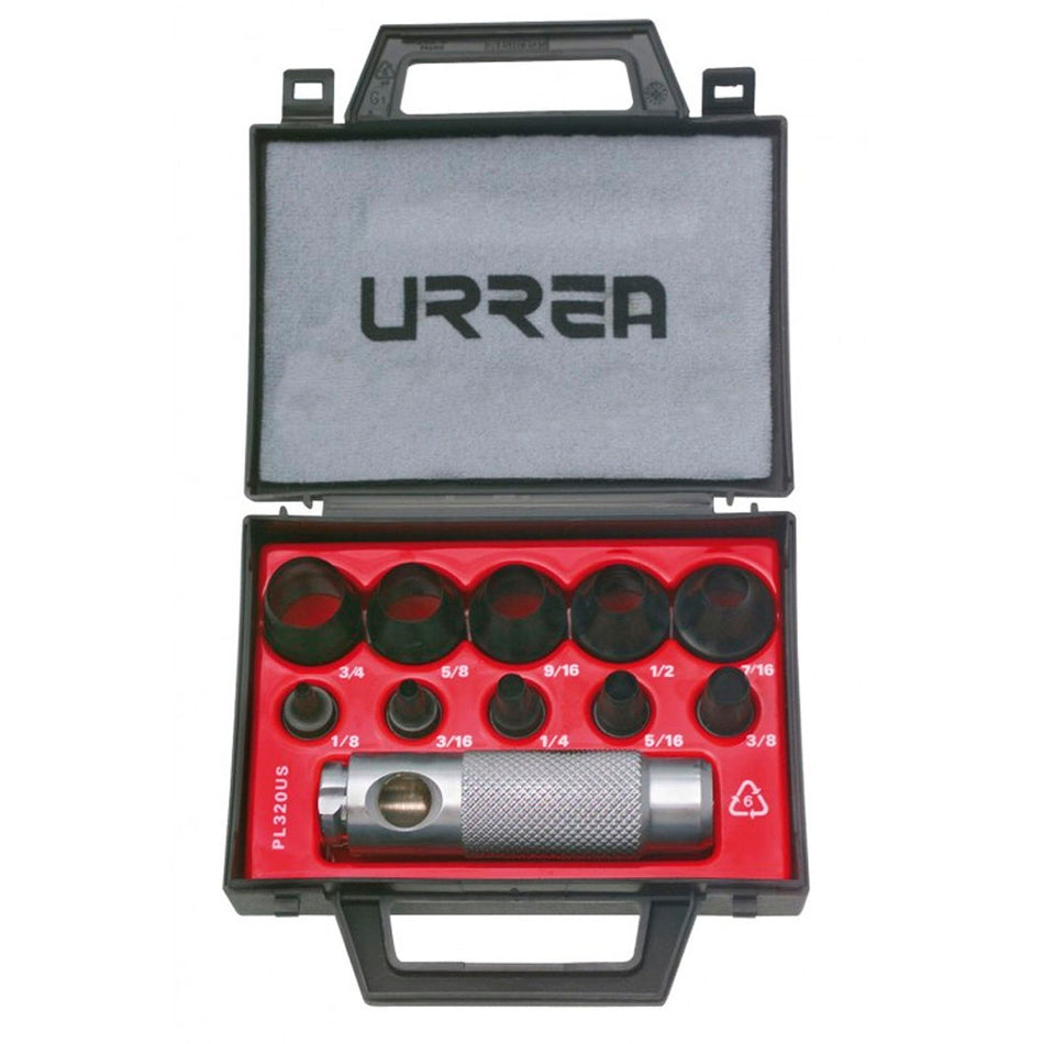 Juego de sacabocados de 1/8" a 3/4", 11 piezas Urrea 49901