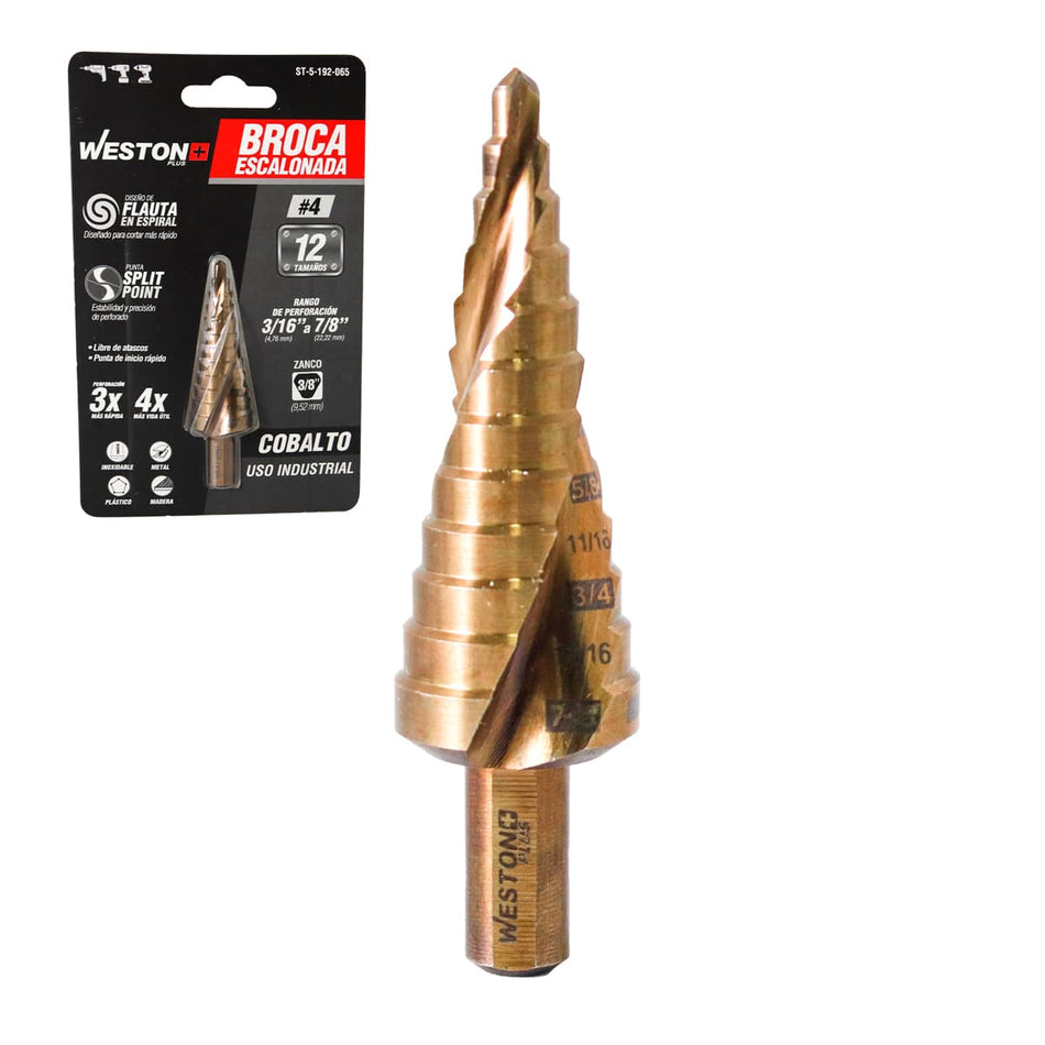 BROCA ESCALONADA ESPIRAL COBALTO #4 3/16
