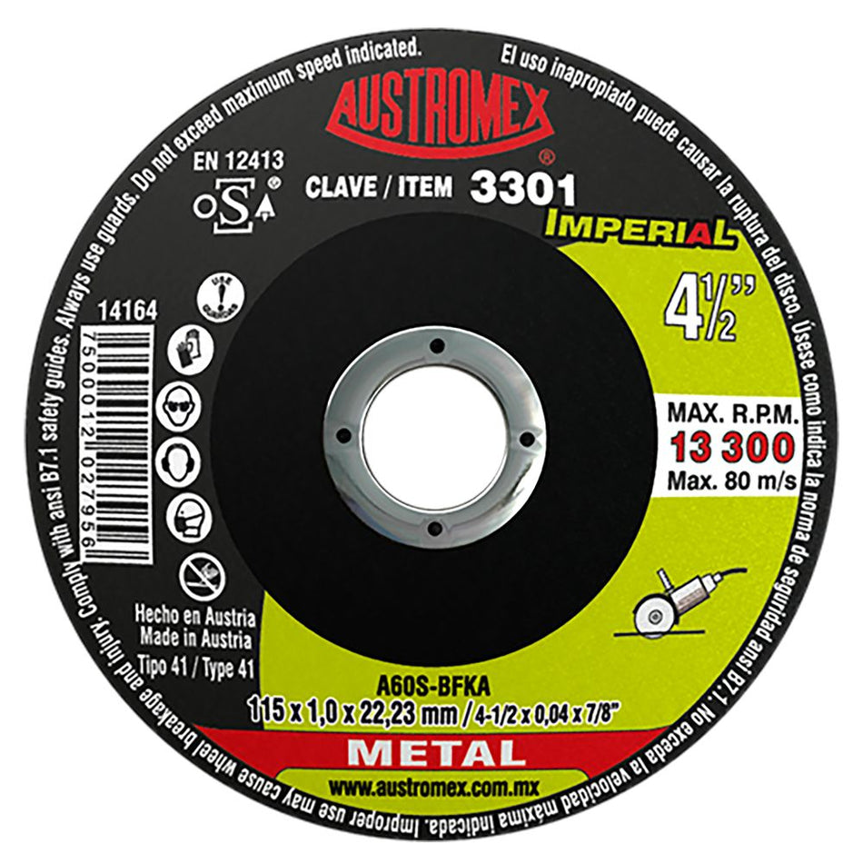 Disco abrasivo para corte de metal de 11