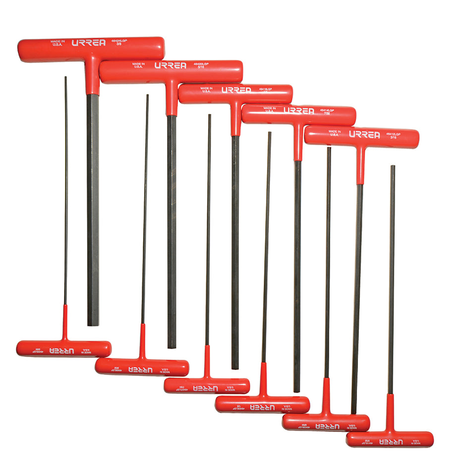 Juego de llaves hexagonales tipo "T" ergonómicas, en pulgadas, 11 piezas en blíster Urrea 4967LGP