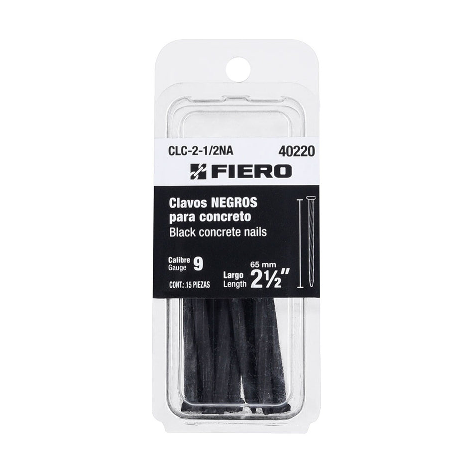 Blíster con 15 clavos negros para concre