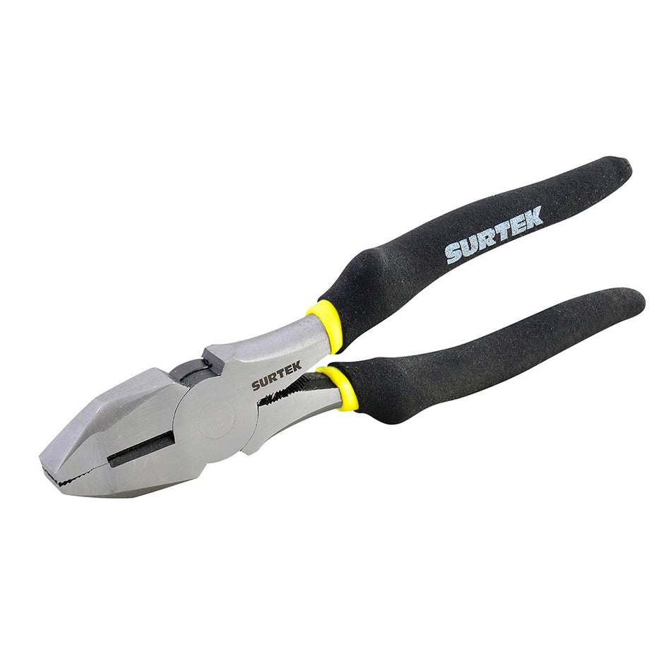 Pinza para electricista con mango rubber grip de 8" corte lateral nariz cuadrada Surtek 978