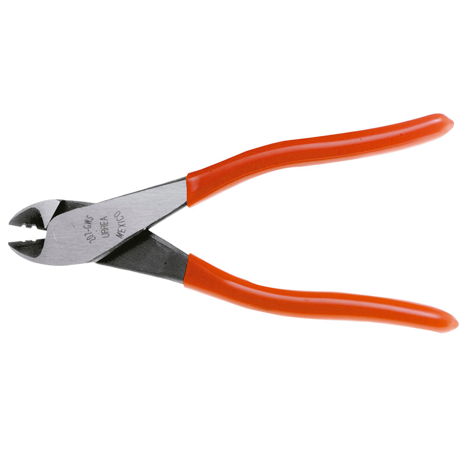 Pinza para electricista con mango rubber grip de 7-5/16" corte diagonal con pela alambre a Urrea 207GWS