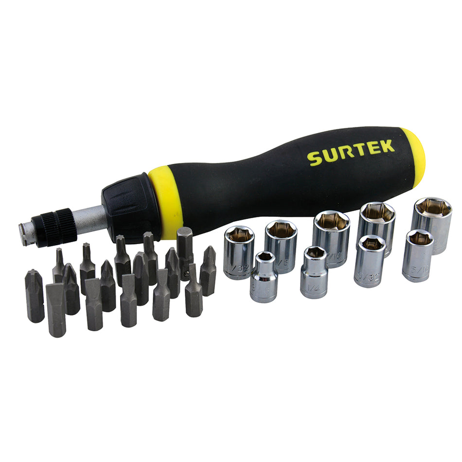 Juego de puntas y accesorios hexágono de 1/4", 26 piezas en blíster Surtek JDP26