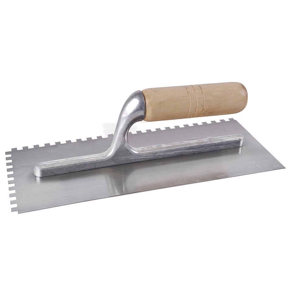 Llana dentada cuadrada de acero al alto carbón con mango de madera 10 remaches, 11" x 5" Surtek 123182