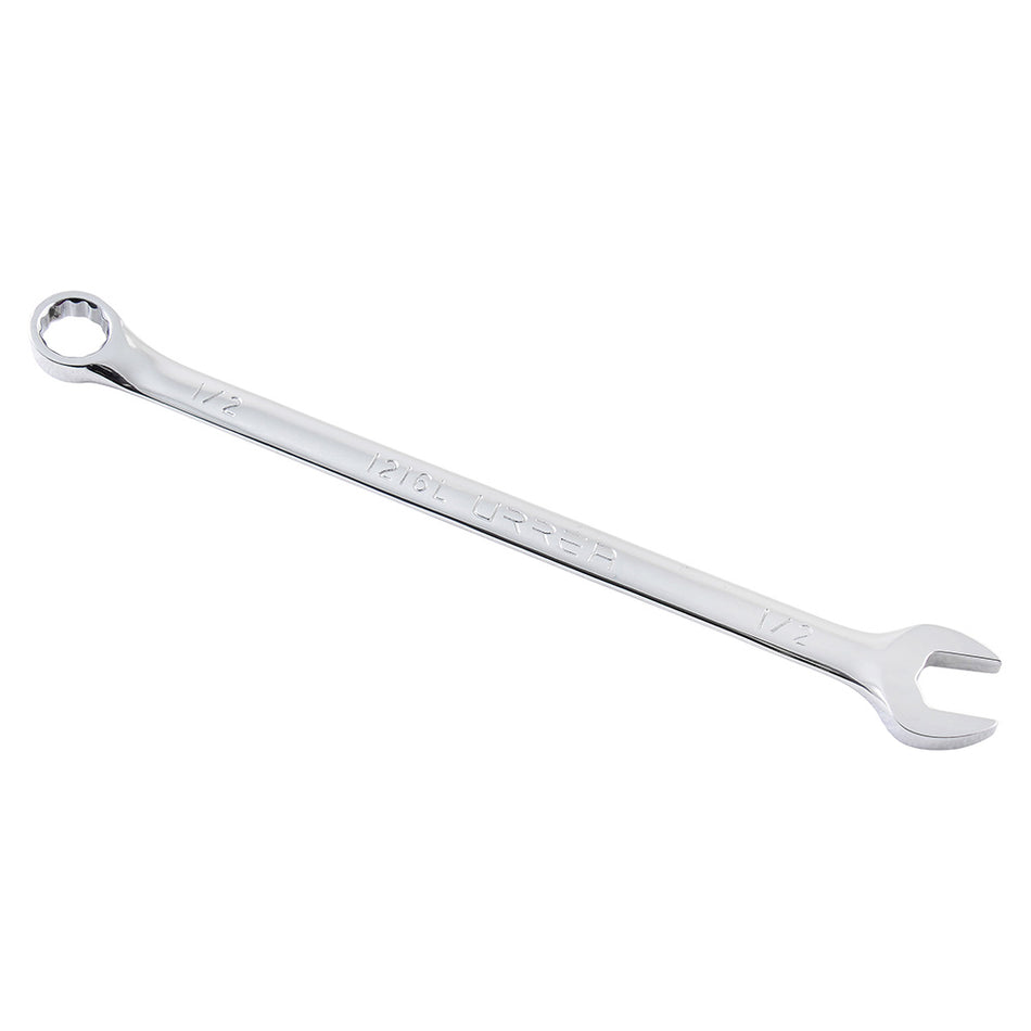 Llave combinada extra larga pulido espejo en pulgadas, 12 puntas, 1/2" Urrea 1216L
