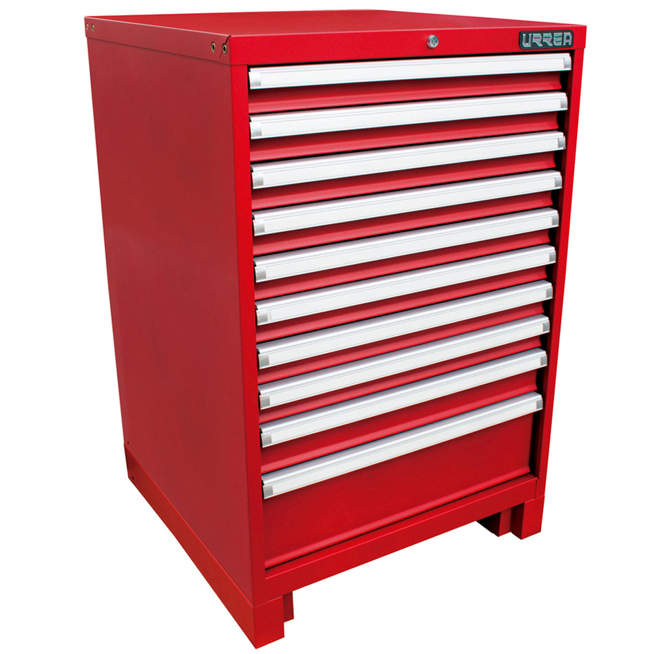 Gabinete fijo con 10 gavetas color rojo serie X 28" Urrea X28F10