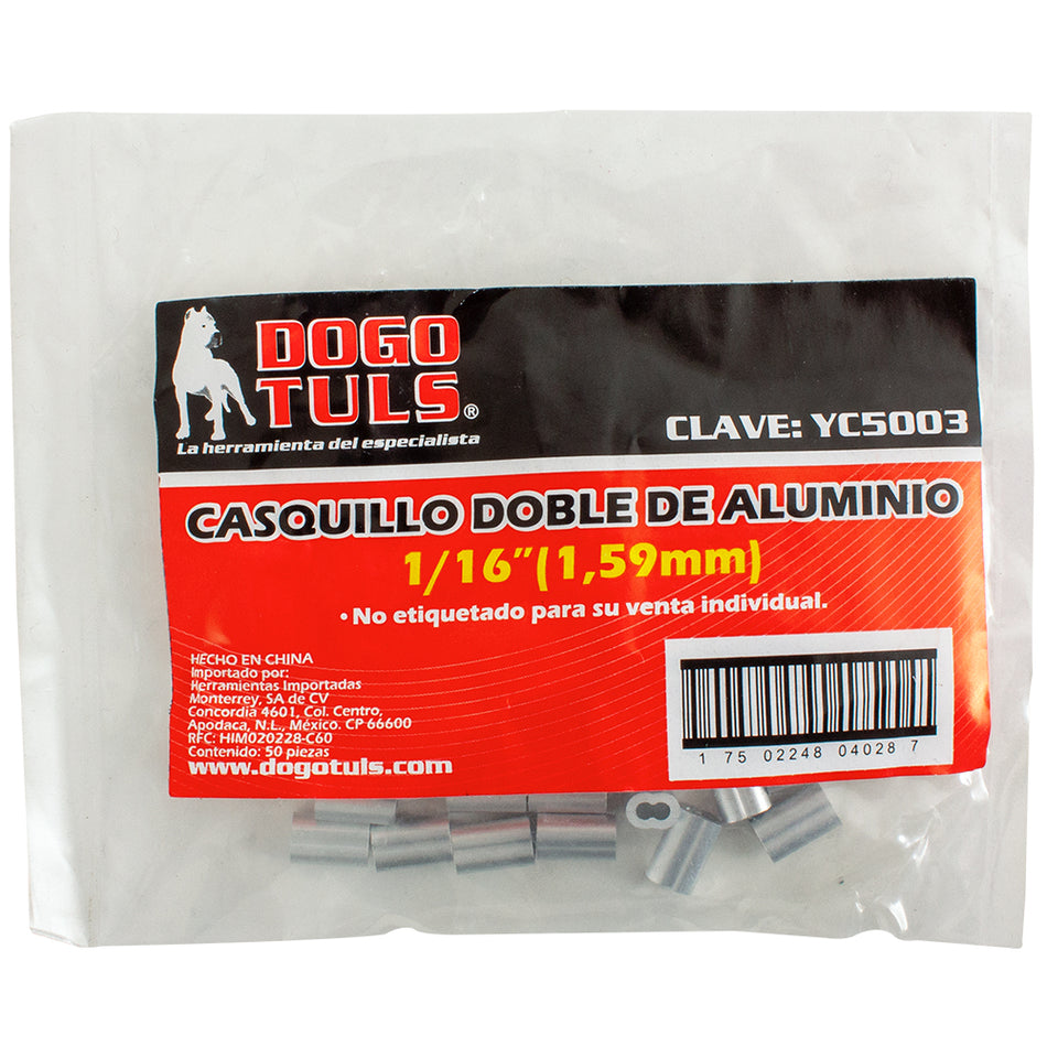 CASQUILLO ALUMINIO DOBLE 1/16" DOGOTULS YC5003