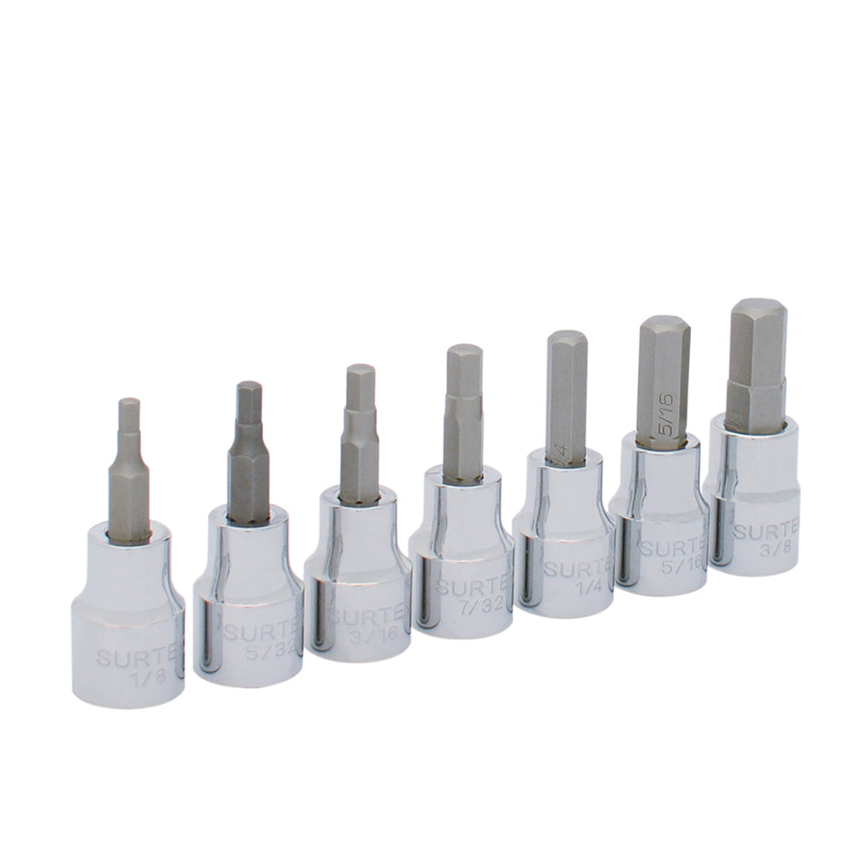 Juego de dados punta hexagonal cuadro de 3/8", en pulgadas, 7 piezas Surtek F51H00