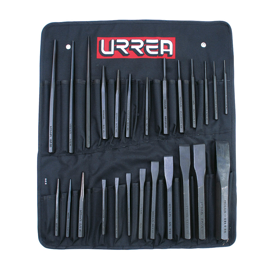 Juego de puntos, punzones , cinceles y botadores, 26 piezas Urrea NO.46
