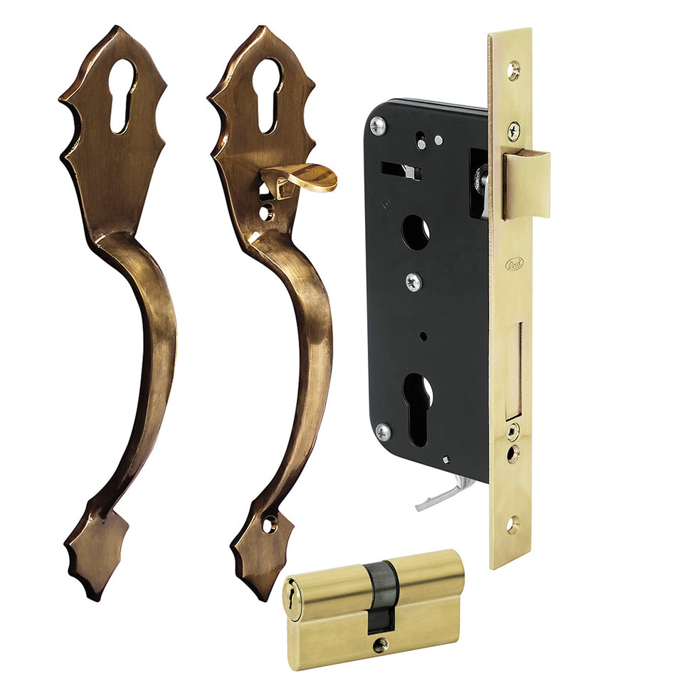Conjunto Classic función doble, latón antiguo, llave estándar Lock L119ELA