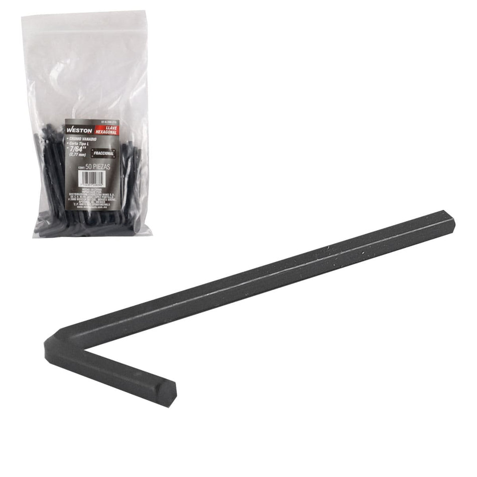 LLAVE HEXAGONAL L CORTA CrV  7/64"  (PRE