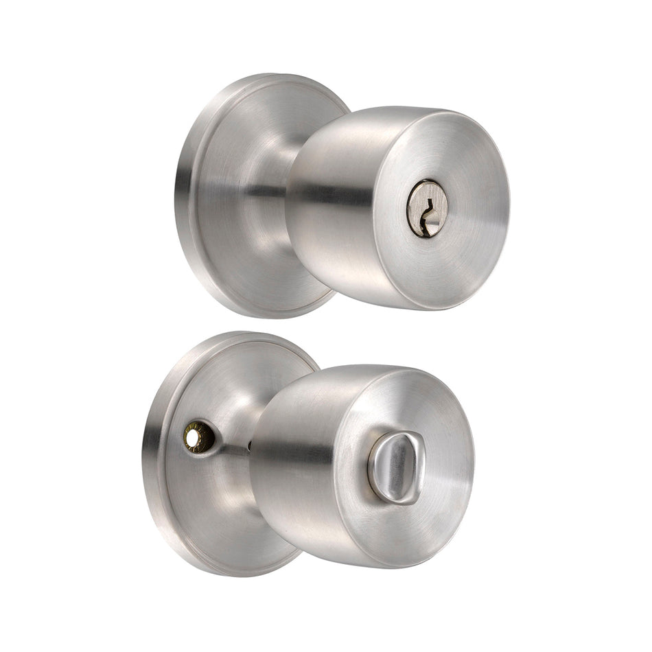 Pomo tubular copa recta función baño, latón antiguo, llave estándar, blíster Lock 20PO