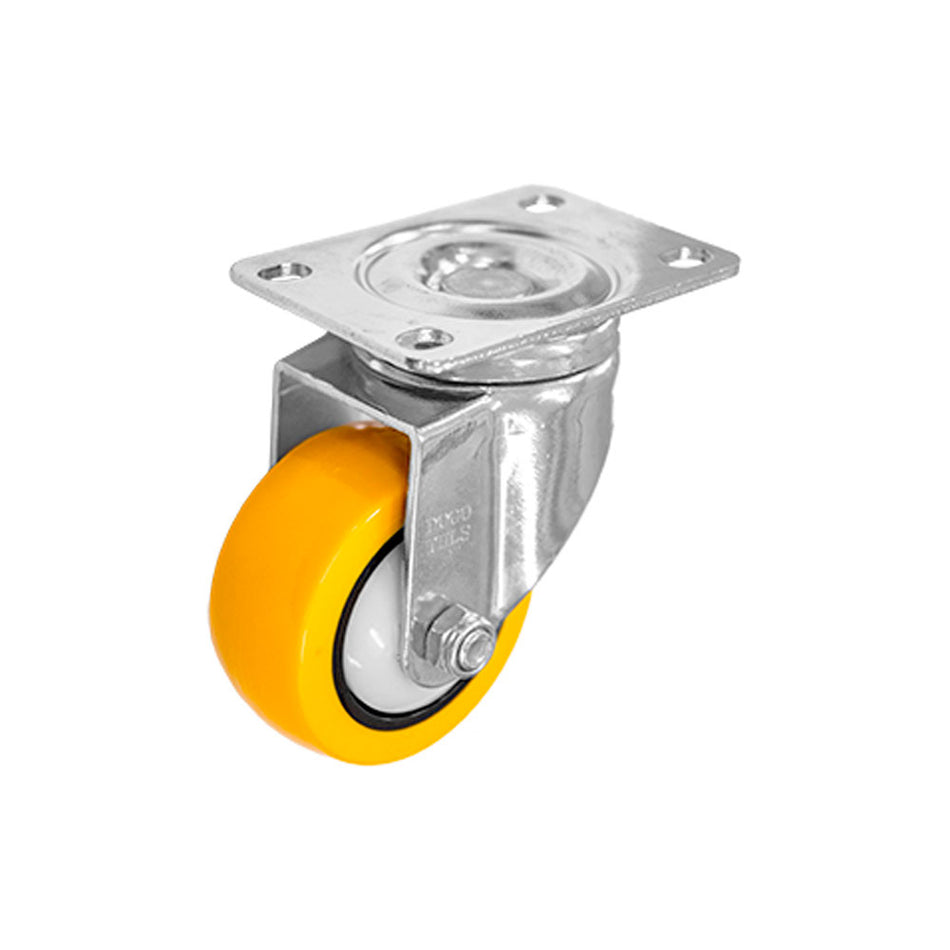 RODAJA PU AMARILLO CROMADA GIRATORIA 3", DOGOTULS ZF5284