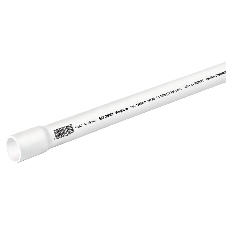 Tubo de 3 m de PVC de 1-1/2' hidráulico