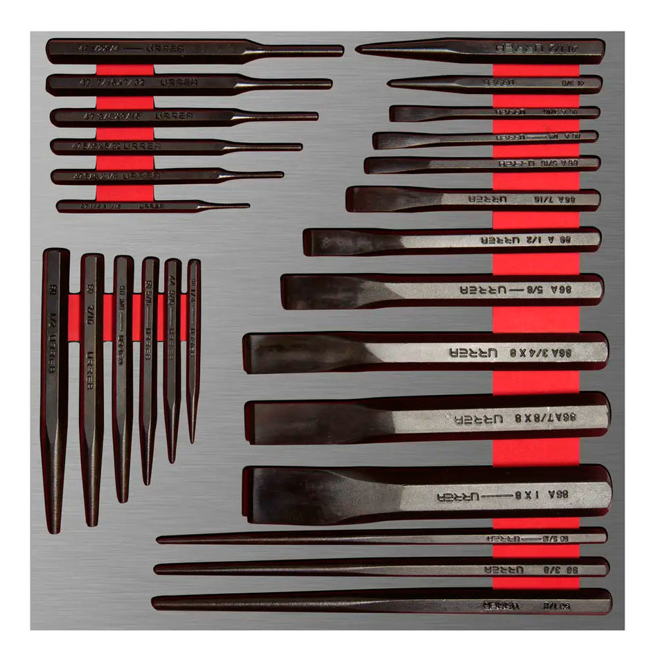 Juego de cinceles, puntos y botadores 26 piezas, CH211L-C Urrea CH211L