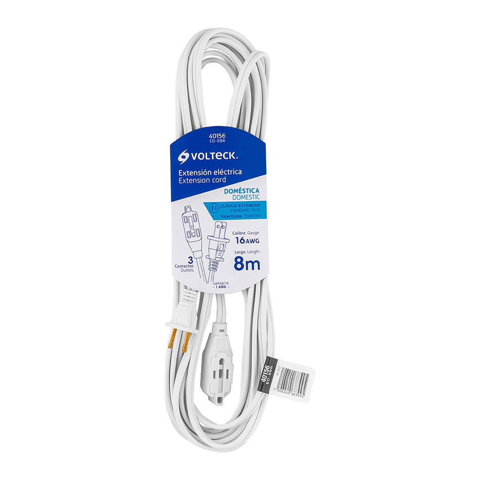 Extensión eléctrica doméstica 8 m blanca