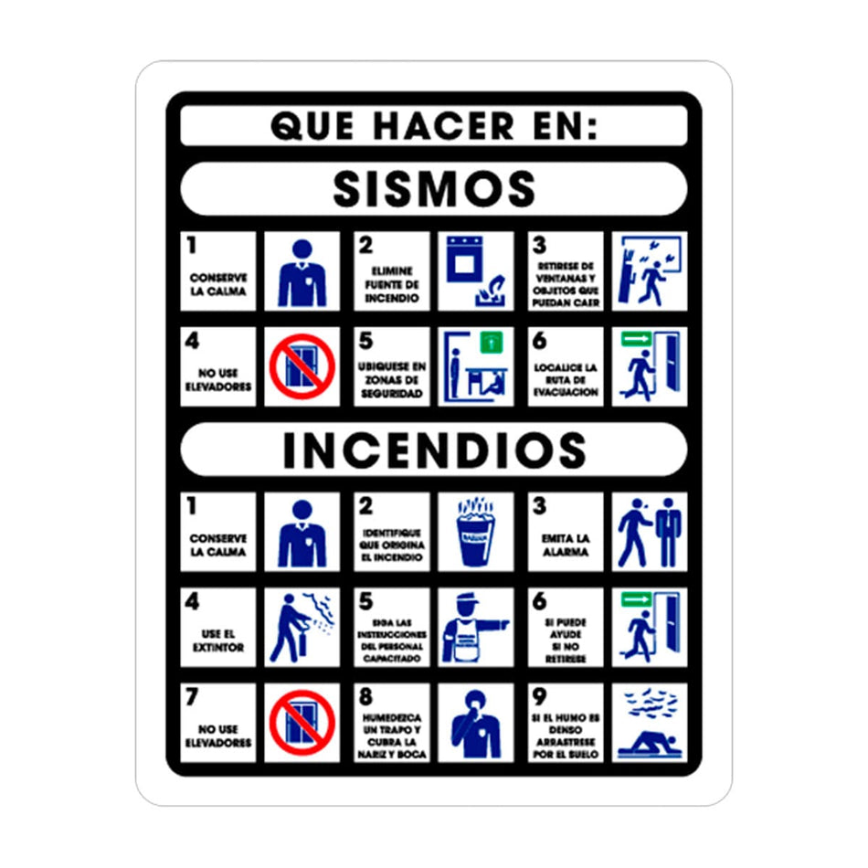 SEÑALAMIENTO SISMO/INCENDIO 25 X 35CM, W