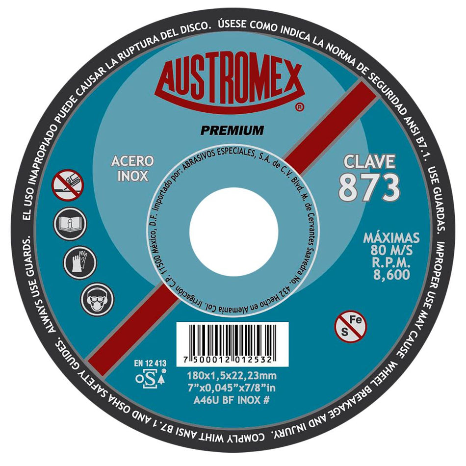 Disco abrasivo de 180 x 1.5 x 22.23 mm p