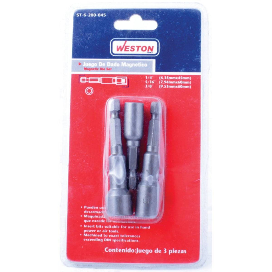 JGO DADO MAGNETICO 3PZAS 1/4,5