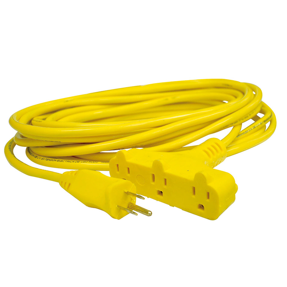Extensión eléctrica tipo abanico uso rudo aterrizada color amarillo, 8 m Surtek 136050