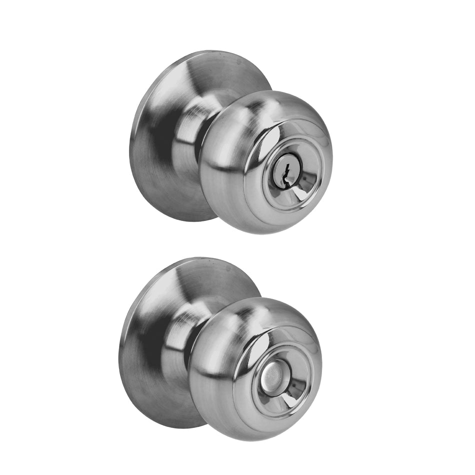 Pomo cilíndrico ovalado función entrada, acero inoxidable, llave estándar, blíster Prolok 22POP
