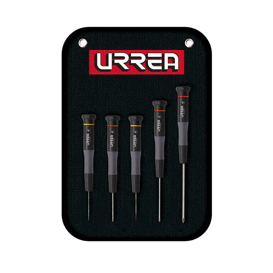 Juego de destornilladores de precisión ESD anti-estáticos combinados,5 pz en estuche Urrea 9500BC
