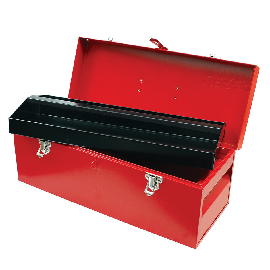 Caja portaherramientas métalica con asa plástica color rojo 20" x 7" x 7" Urrea D5