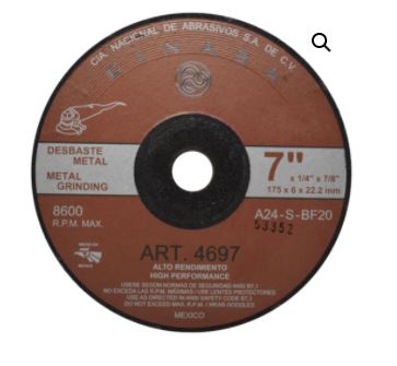 DISCO PARA DESBASTE DE METAL 7"X1/4X7/8"