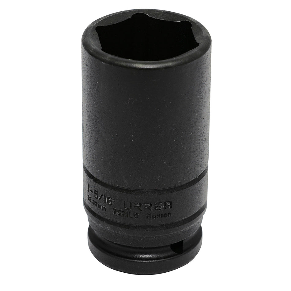 Dado de impacto largo pared delgada cuadro de 3/4", 6 puntas, en pulgadas, 1-5/16" Urrea 7521LD