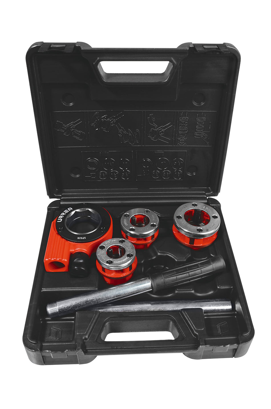 Juego de tarraja para tubo de 1/2" a 1" NPT, 5 piezas Urrea 850