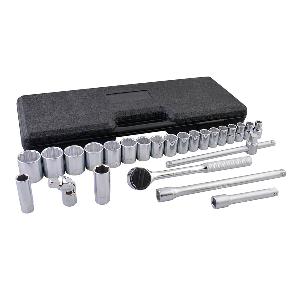 Juego de dados y accesorios cuadro de 1/2" métrico, 25 piezas Surtek F5800CM