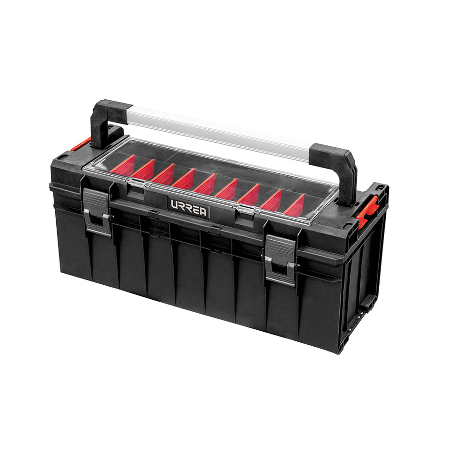 Caja portaherramientas plástica modular con organizador color negro 25" x 10" x 10" Urrea CPO25