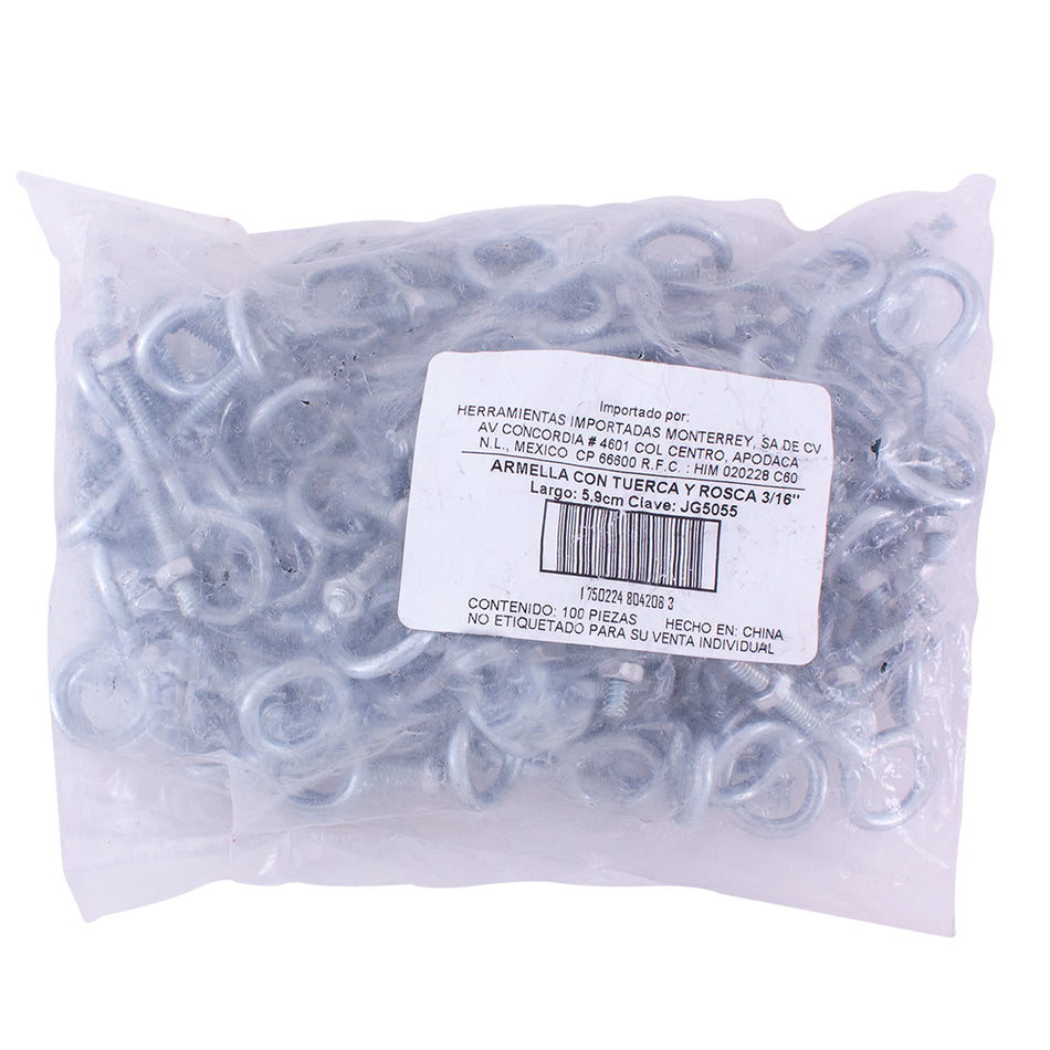 ARMELLA ROSCADA ZINC 3/16" C/TUERCA DOGOTULS JG5055