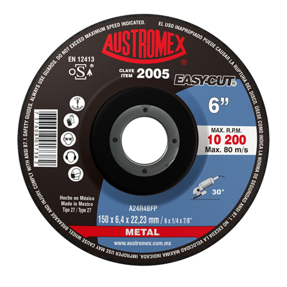 Disco abrasivo para desbaste de metal de