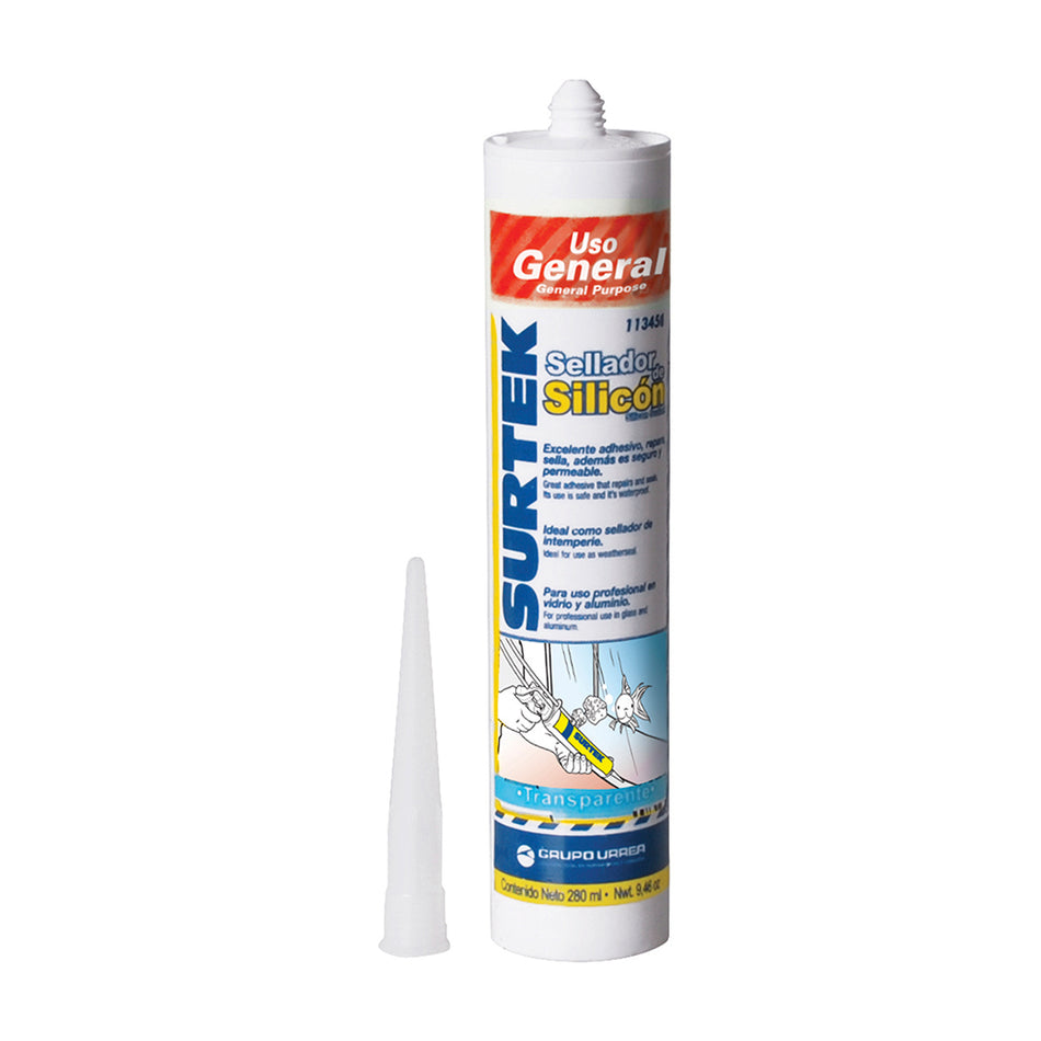 Silicón color transparente, 280 ml Surtek 113450