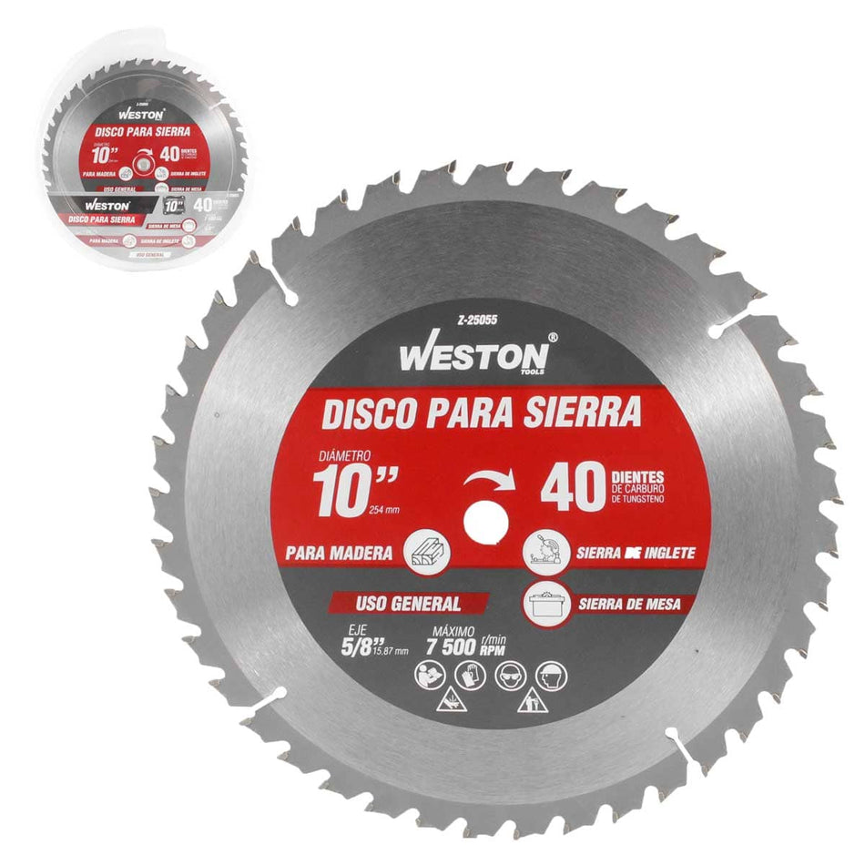 DISCO PARA SIERRA CIRCULAR P/MADERA 10 X