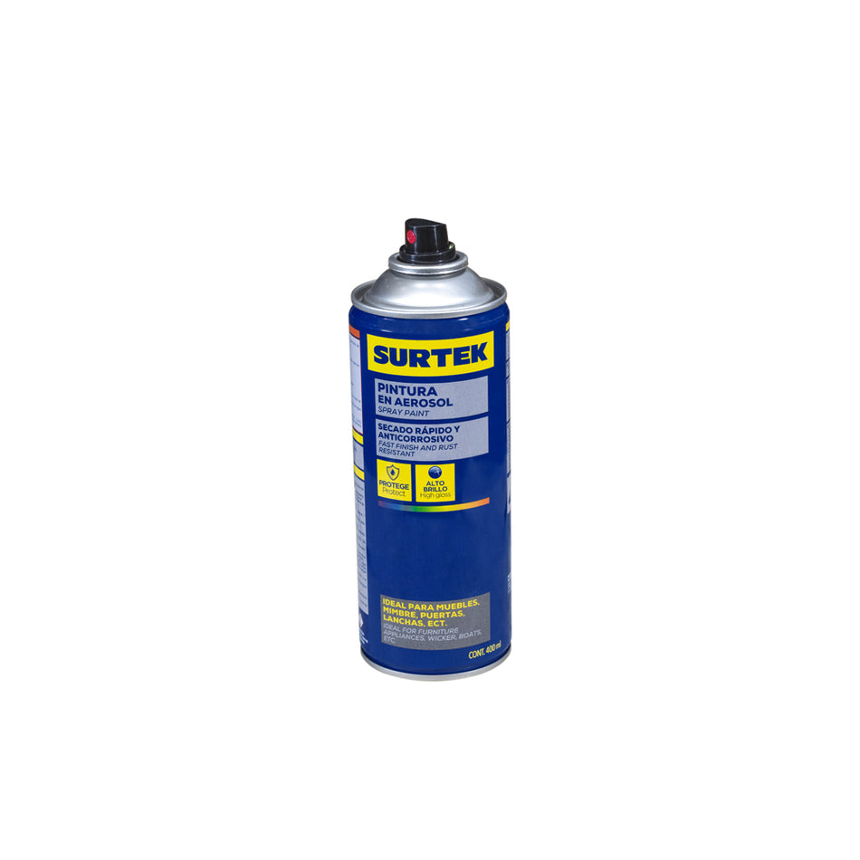 Pintura en aerosol 400 ml color negro satinado Surtek AES402