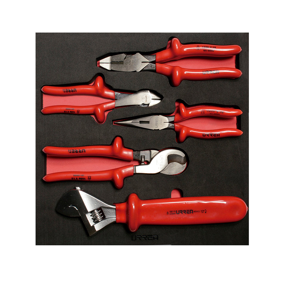Juego de pinzas y llave ajustable 1000 V 5 piezas, charola CH220-C Urrea CH220