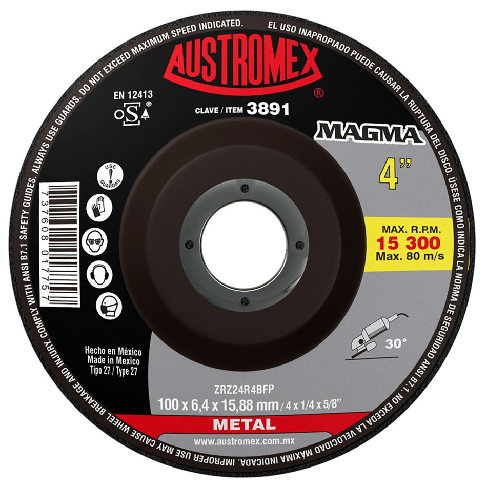 Disco abrasivo para desbaste de acero, f